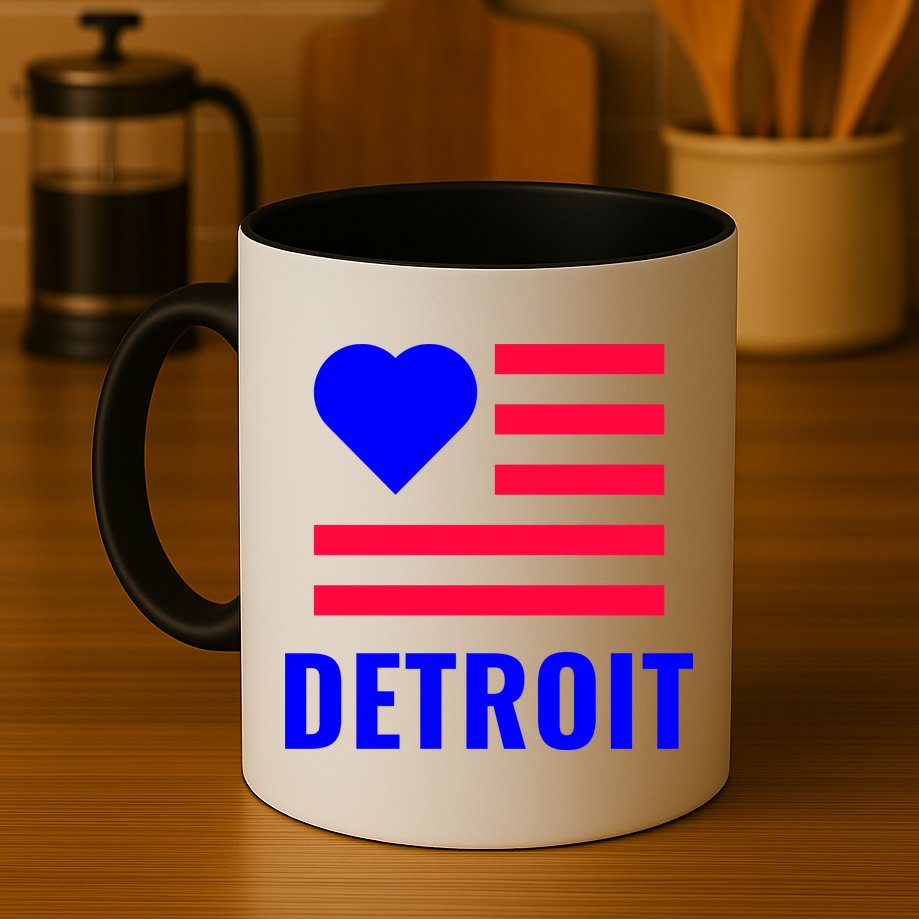 Love Detroit Simple Flag Type Mug