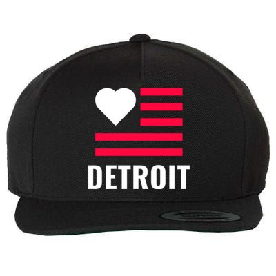 Love Detroit Simple Flag Type Wool Snapback Cap