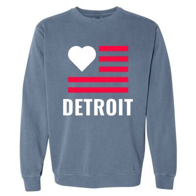 Love Detroit Simple Flag Type Garment-Dyed Sweatshirt