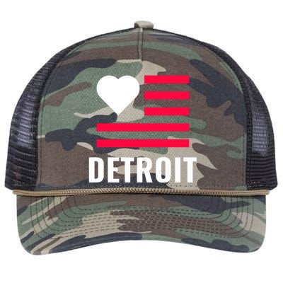 Love Detroit Simple Flag Type Retro Rope Trucker Hat Cap