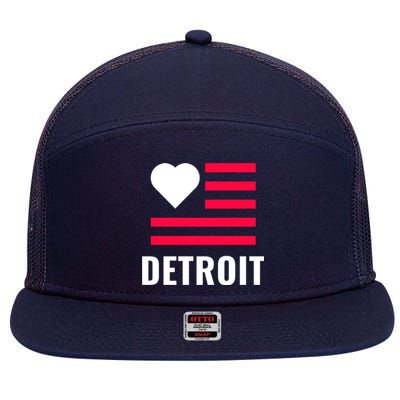 Love Detroit Simple Flag Type 7 Panel Mesh Trucker Snapback Hat