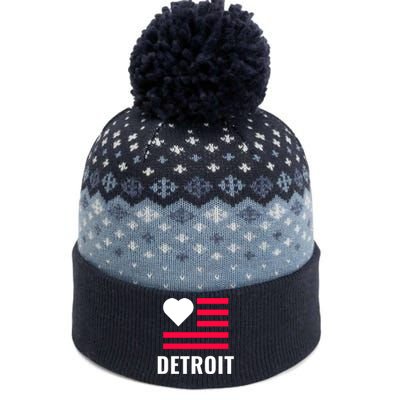 Love Detroit Simple Flag Type The Baniff Cuffed Pom Beanie