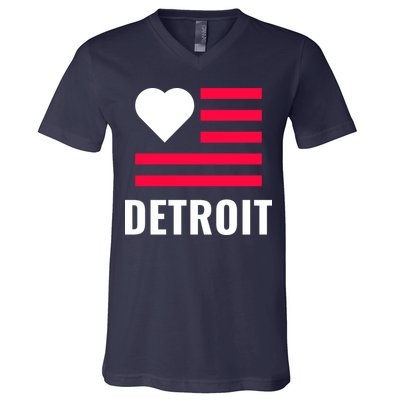 Love Detroit Simple Flag Type V-Neck T-Shirt
