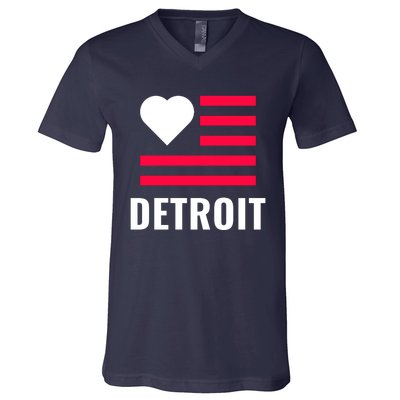 Love Detroit Simple Flag Type V-Neck T-Shirt