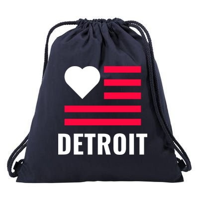 Love Detroit Simple Flag Type Drawstring Bag