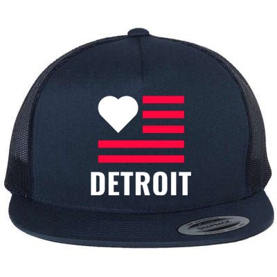 Love Detroit Simple Flag Type Flat Bill Trucker Hat