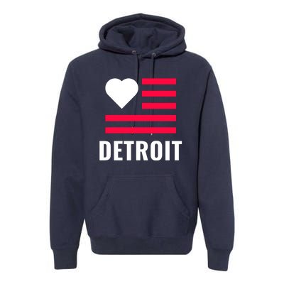 Love Detroit Simple Flag Type Premium Hoodie