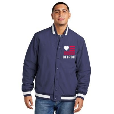 Love Detroit Simple Flag Type Insulated Varsity Jacket