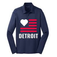 Love Detroit Simple Flag Type Silk Touch Performance Long Sleeve Polo