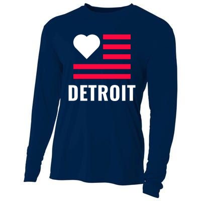 Love Detroit Simple Flag Type Cooling Performance Long Sleeve Crew