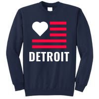 Love Detroit Simple Flag Type Tall Sweatshirt