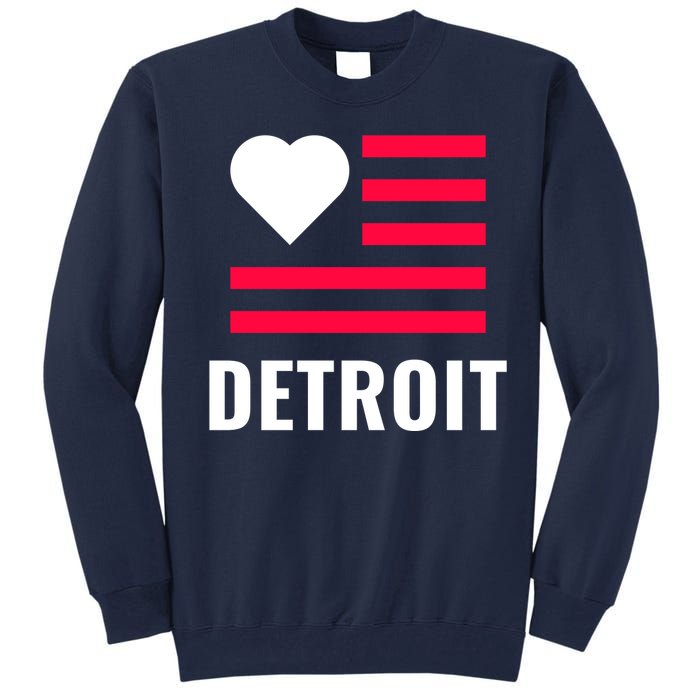 Love Detroit Simple Flag Type Tall Sweatshirt