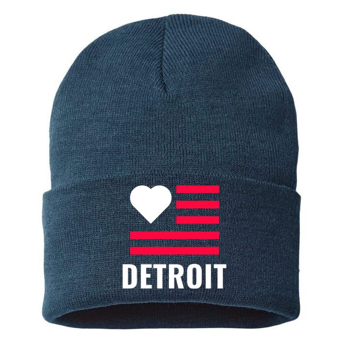 Love Detroit Simple Flag Type Sustainable Knit Beanie