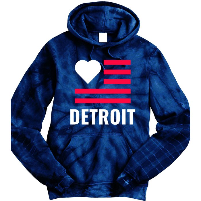 Love Detroit Simple Flag Type Tie Dye Hoodie