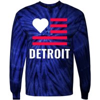 Love Detroit Simple Flag Type Tie-Dye Long Sleeve Shirt