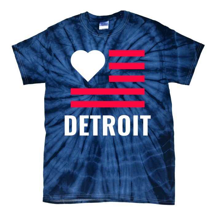 Love Detroit Simple Flag Type Tie-Dye T-Shirt