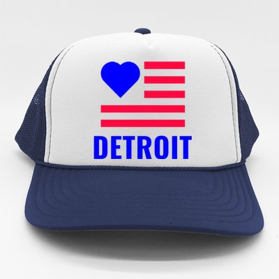 Love Detroit Simple Flag Type Trucker Hat