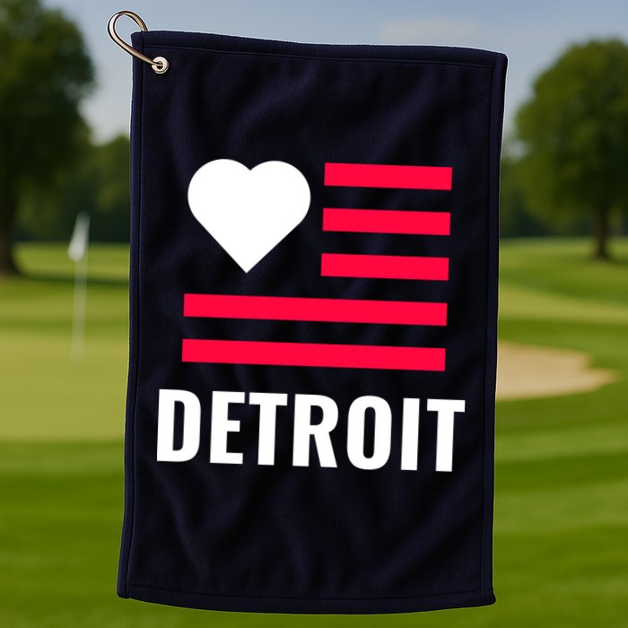 Love Detroit Simple Flag Type Golf Towel