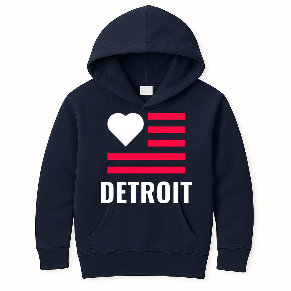 Love Detroit Simple Flag Type Kids Hoodie