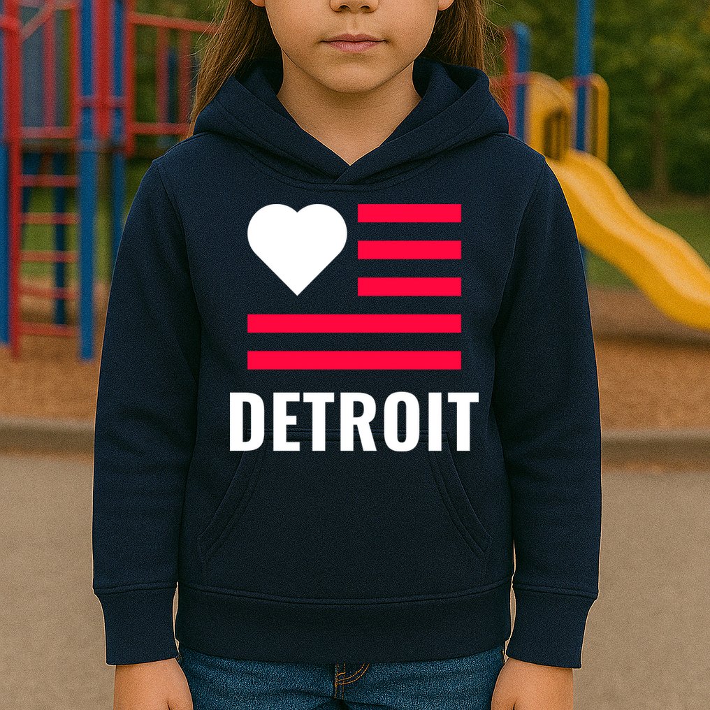 Love Detroit Simple Flag Type Kids Hoodie