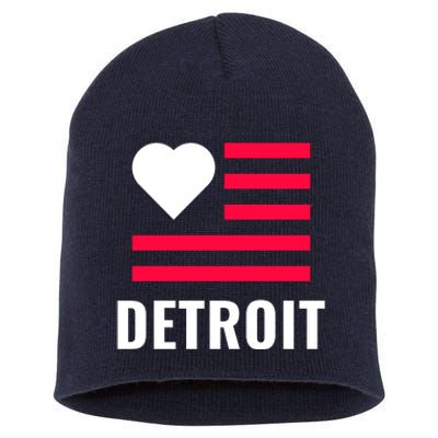 Love Detroit Simple Flag Type Short Acrylic Beanie