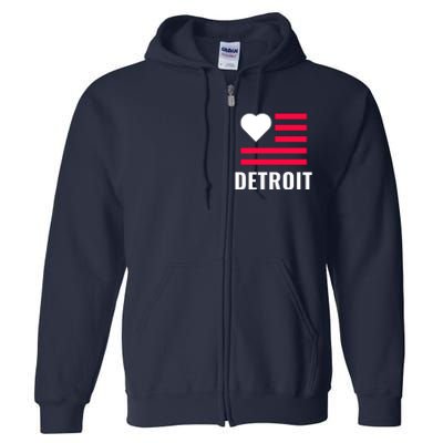 Love Detroit Simple Flag Type Full Zip Hoodie