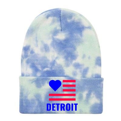 Love Detroit Simple Flag Type Tie Dye 12in Knit Beanie