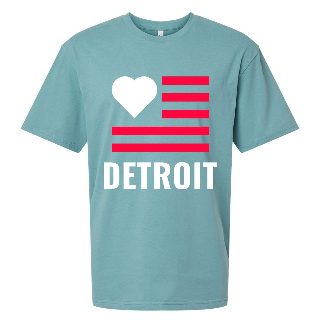 Love Detroit Simple Flag Type Sueded Cloud Jersey T-Shirt