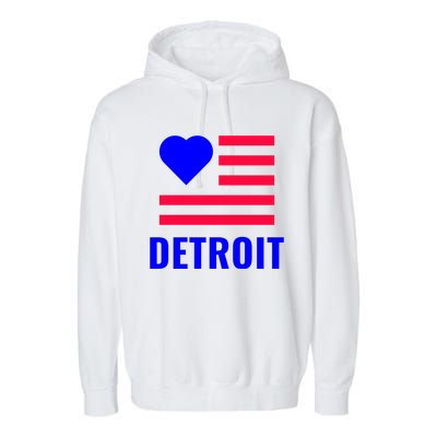 Love Detroit Simple Flag Type Garment-Dyed Fleece Hoodie