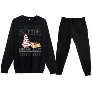 Littie Debbie Slut Funny Christmas Tree Cakes Xmas Premium Crewneck Sweatsuit Set