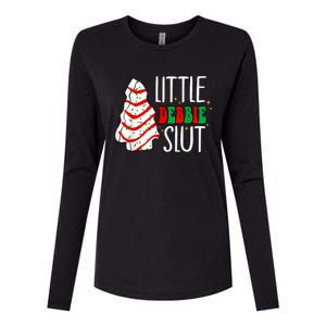 Littie Debbie Slut Funny Christmas Tree Cakes Xmas Black Womens Cotton Relaxed Long Sleeve T-Shirt