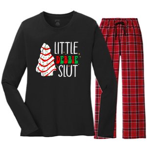 Littie Debbie Slut Funny Christmas Tree Cakes Xmas Black Women's Long Sleeve Flannel Pajama Set 