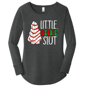 Littie Debbie Slut Funny Christmas Tree Cakes Xmas Black Women's Perfect Tri Tunic Long Sleeve Shirt