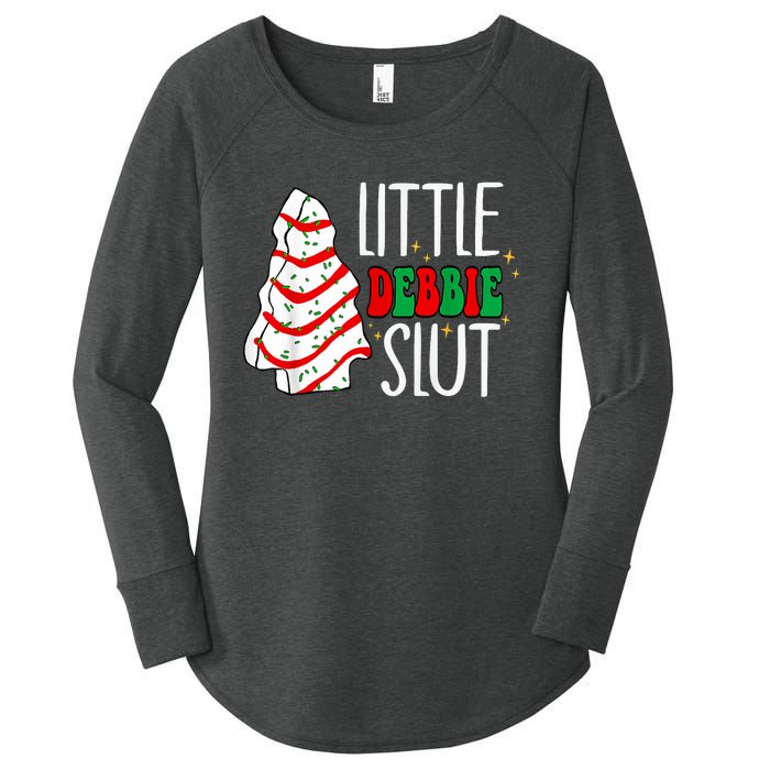 Littie Debbie Slut Funny Christmas Tree Cakes Xmas Black Women's Perfect Tri Tunic Long Sleeve Shirt