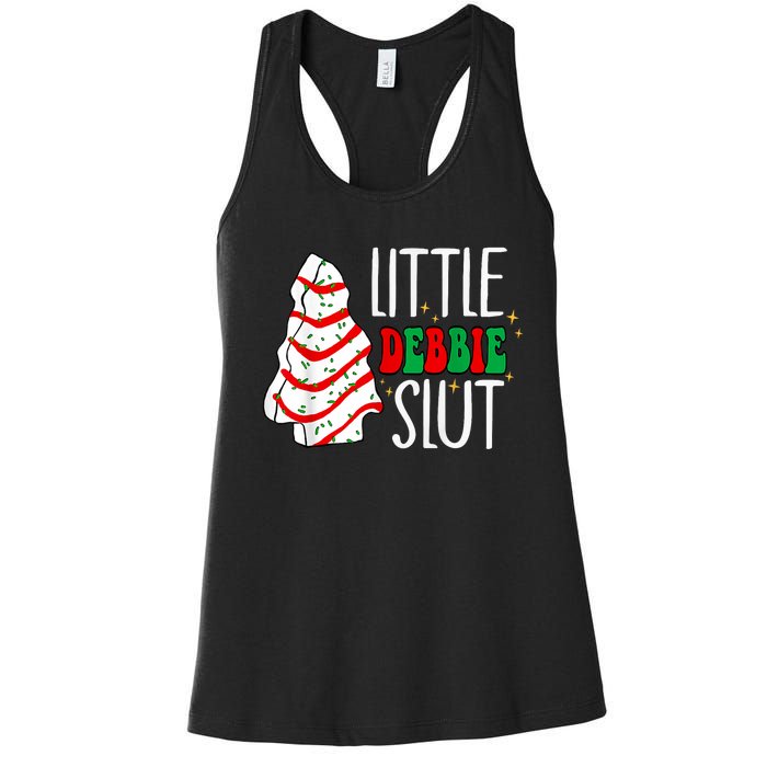 Littie Debbie Slut Funny Christmas Tree Cakes Xmas Black Women's Racerback Tank