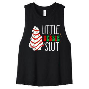 Littie Debbie Slut Funny Christmas Tree Cakes Xmas Black Women's Racerback Cropped Tank