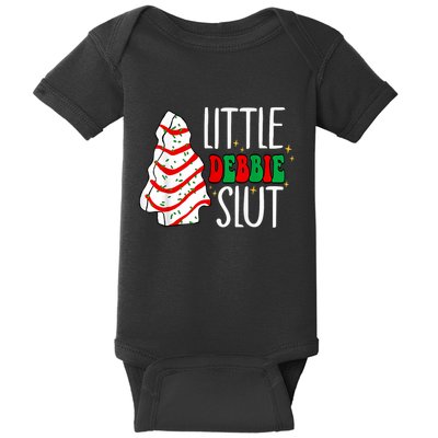 Littie Debbie Slut Funny Christmas Tree Cakes Xmas Black Baby Bodysuit