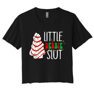 Littie Debbie Slut Funny Christmas Tree Cakes Xmas Black Women's Crop Top Tee