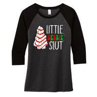 Littie Debbie Slut Funny Christmas Tree Cakes Xmas Black Women's Tri-Blend 3/4-Sleeve Raglan Shirt