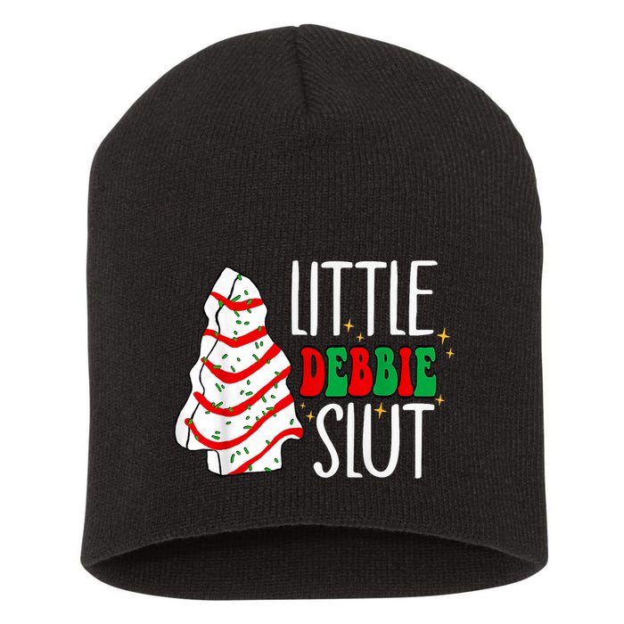 Littie Debbie Slut Funny Christmas Tree Cakes Xmas Black Short Acrylic Beanie