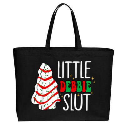 Littie Debbie Slut Funny Christmas Tree Cakes Xmas Black Cotton Canvas Jumbo Tote