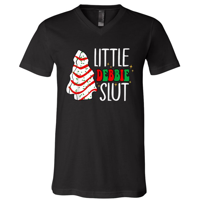 Littie Debbie Slut Funny Christmas Tree Cakes Xmas Black V-Neck T-Shirt