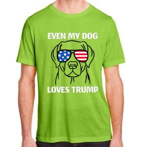 Labrador Dog Sunglasses Usa Flag Even My Dog Loves Trump Adult ChromaSoft Performance T-Shirt