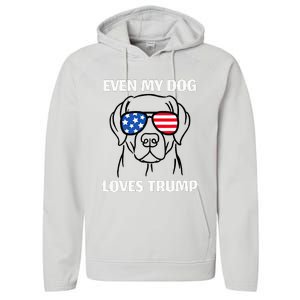 Labrador Dog Sunglasses Usa Flag Even My Dog Loves Trump Performance Fleece Hoodie