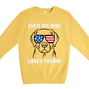 Labrador Dog Sunglasses Usa Flag Even My Dog Loves Trump Premium Crewneck Sweatshirt