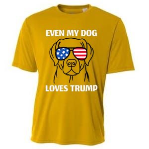 Labrador Dog Sunglasses Usa Flag Even My Dog Loves Trump Cooling Performance Crew T-Shirt