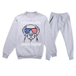 Labrador Dog Sunglasses Usa Flag Even My Dog Loves Trump Premium Crewneck Sweatsuit Set