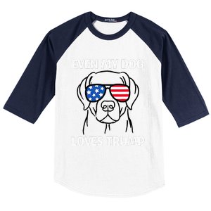 Labrador Dog Sunglasses Usa Flag Even My Dog Loves Trump Baseball Sleeve Shirt