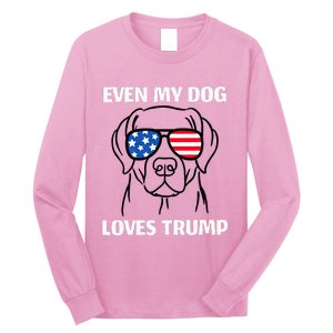 Labrador Dog Sunglasses Usa Flag Even My Dog Loves Trump Long Sleeve Shirt