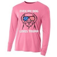 Labrador Dog Sunglasses Usa Flag Even My Dog Loves Trump Cooling Performance Long Sleeve Crew